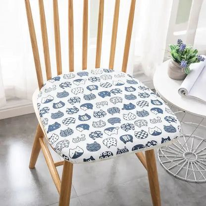 Patterned cotton hemp chair cushion for dining room seating