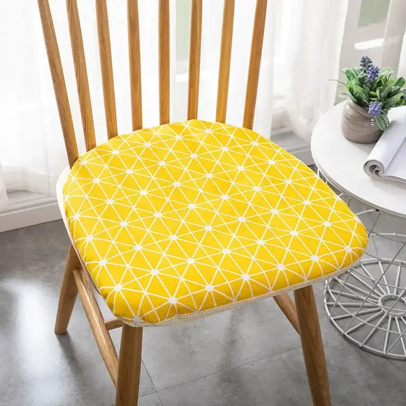 Patterned cotton hemp chair cushion for dining room seating