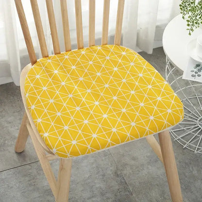 Patterned cotton hemp chair cushion for dining room seating