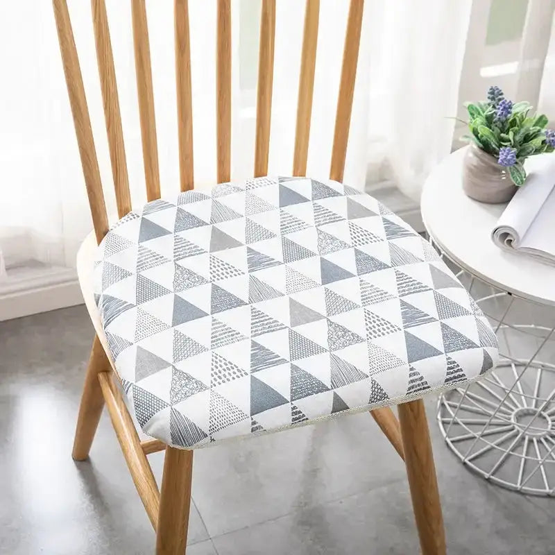 Patterned cotton hemp chair cushion for dining room seating