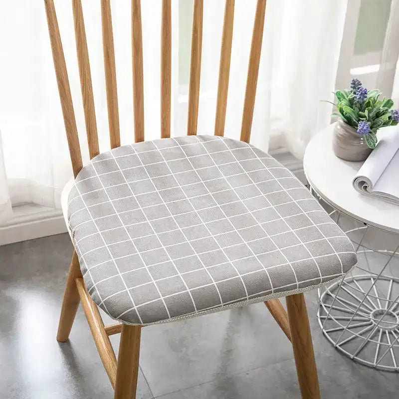 Patterned cotton hemp chair cushion for dining room seating