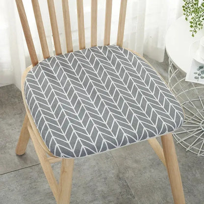 Patterned cotton hemp chair cushion for dining room seating
