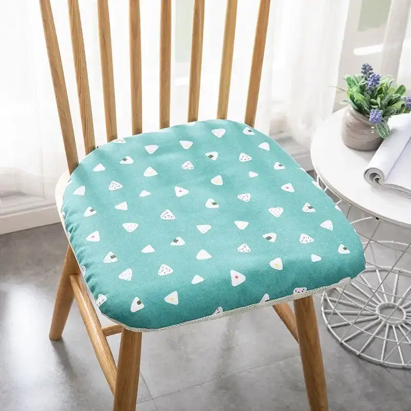 Patterned cotton hemp chair cushion for dining room seating