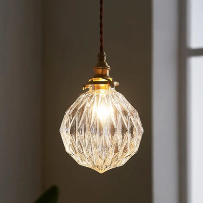 DecorBites™ Pauline - Modern Industrial Sphere Ceiling Light Single Clear Glass Hanging Pendant Light for Living Room