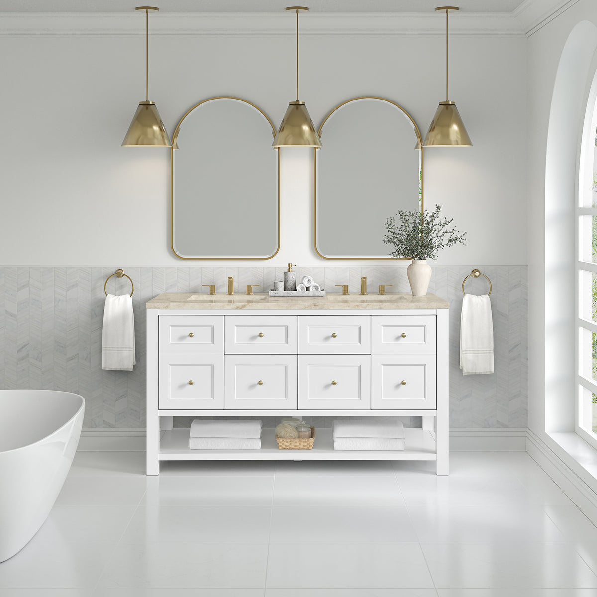 James Martin Breckenridge 60" Double Bathroom Vanity, Bright White