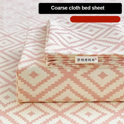 Peach & cream geometric bed sheet set bedroom textured bedspread