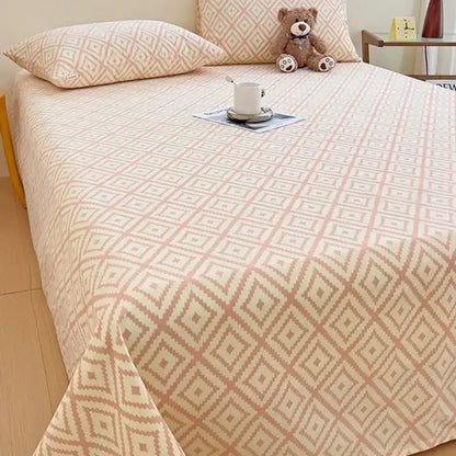 Peach & cream geometric bed sheet set bedroom textured bedspread