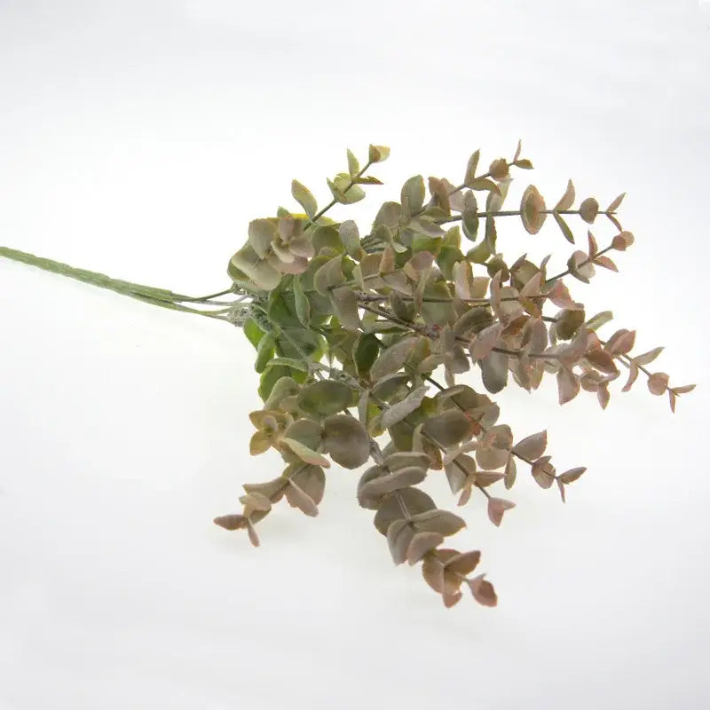 Peach & green eucalyptus leaves artificial arrangement living room vase
