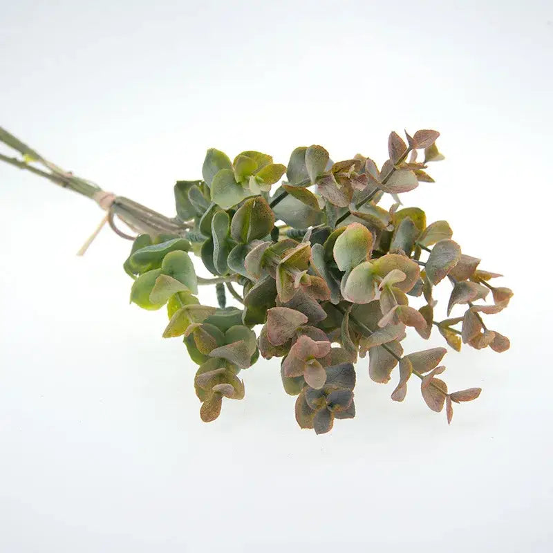 Peach & green eucalyptus leaves artificial arrangement living room vase