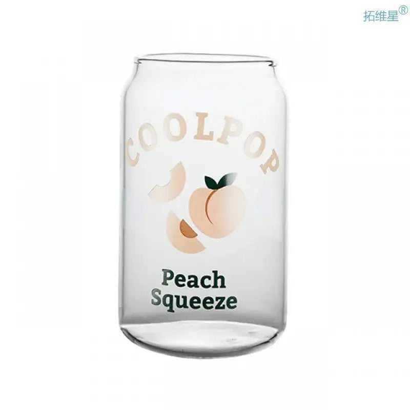 Peach print can shape glass cup dining room fruit tumbler
