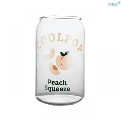 Peach print can shape glass cup dining room fruit tumbler