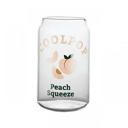 Peach print can shape glass cup dining room fruit tumbler