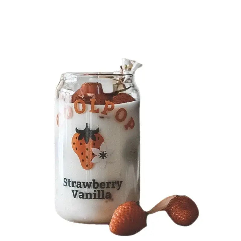 Peach print can shape glass cup dining room fruit tumbler