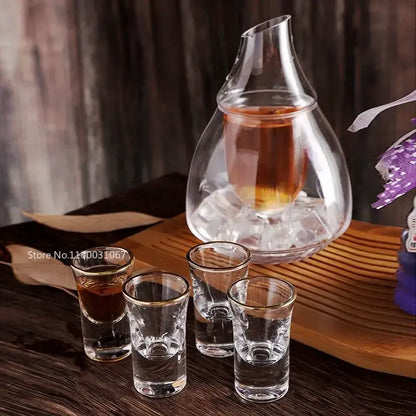 Pear shaped glass wine decanter and ice jug set dining room decor