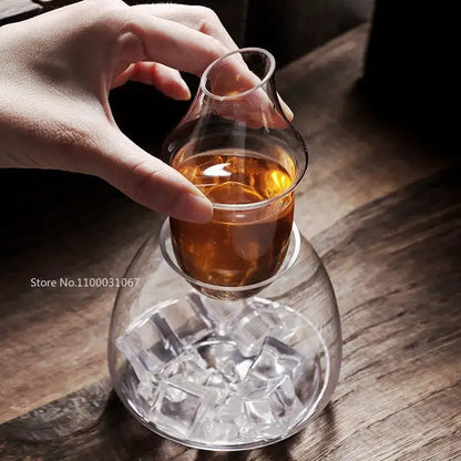 Pear shaped glass wine decanter and ice jug set dining room decor