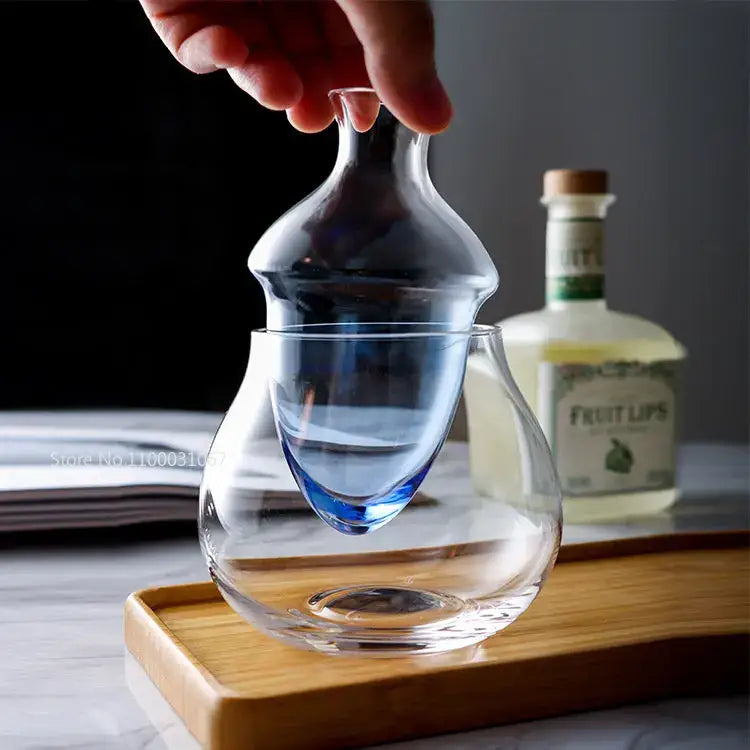Pear shaped glass wine decanter and ice jug set dining room decor