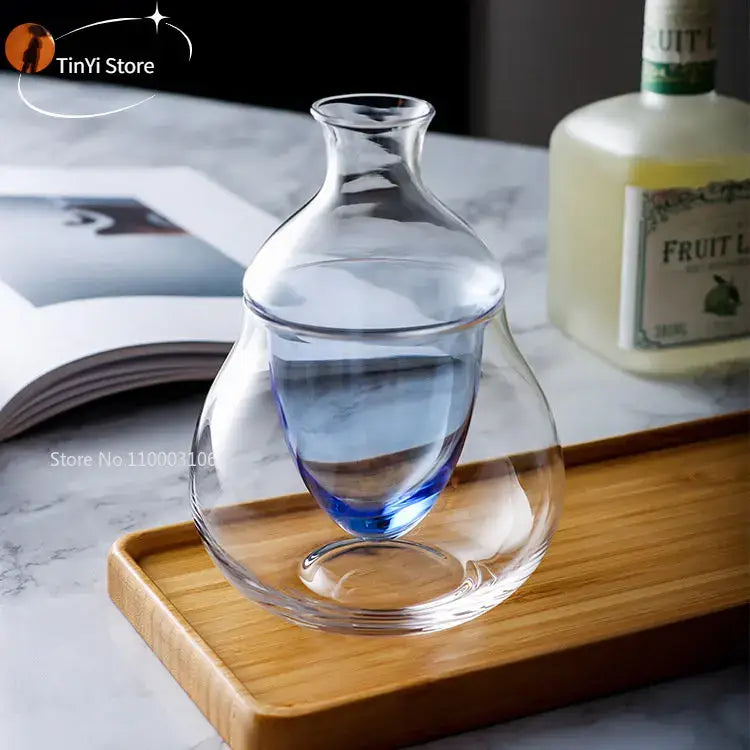 Pear shaped glass wine decanter and ice jug set dining room decor
