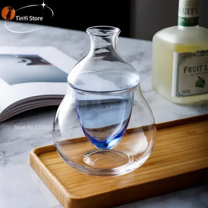 Pear shaped glass wine decanter and ice jug set dining room decor