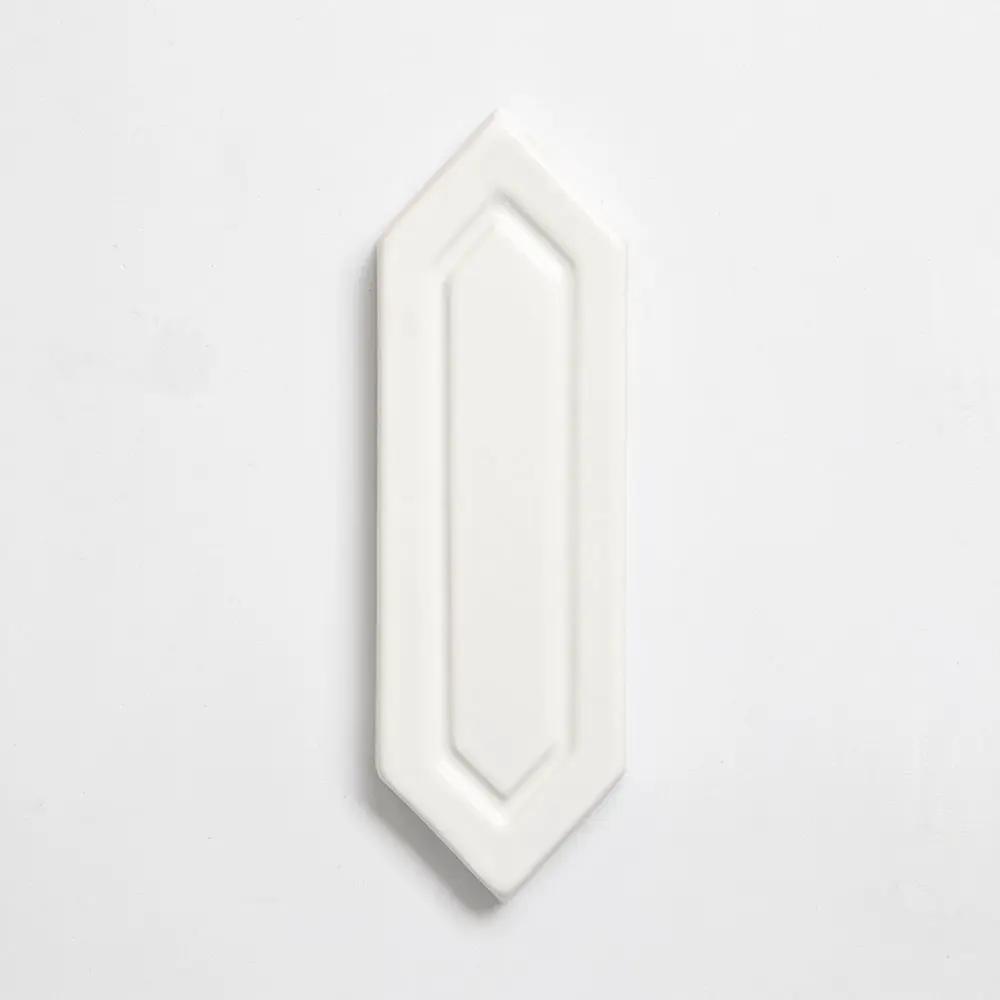 Pearl Glossy Reliefed Picket Ceramic Accent Tiles 2x6