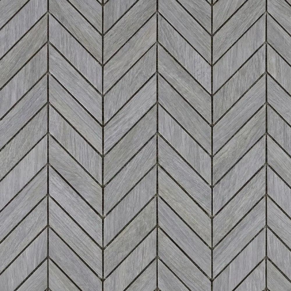 Peau D Elephant Matte Chevron Wood Look Porcelain Mosaics 17x7 3/4