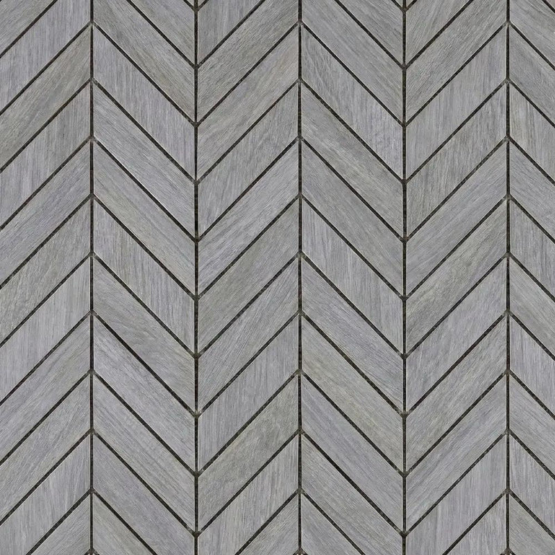 Peau D Elephant Matte Chevron Wood Look Porcelain Mosaics 17x7 3/4