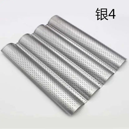 Perforated silver & black wave bread pan – kitchen non-stick tray