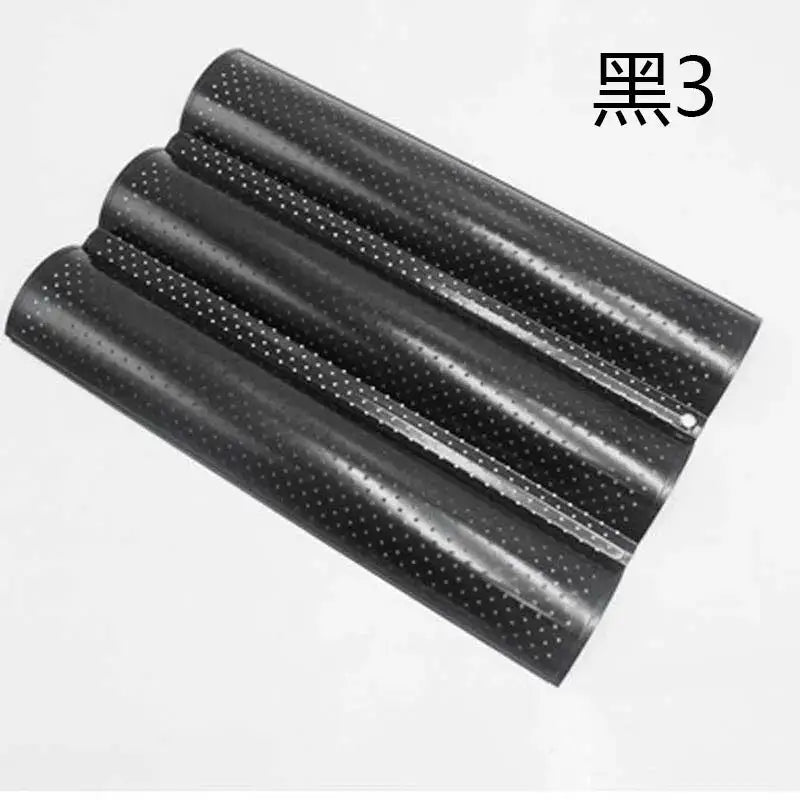 Perforated silver & black wave bread pan – kitchen non-stick tray