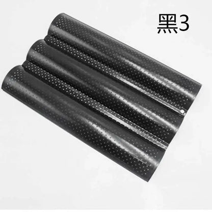 Perforated silver & black wave bread pan – kitchen non-stick tray