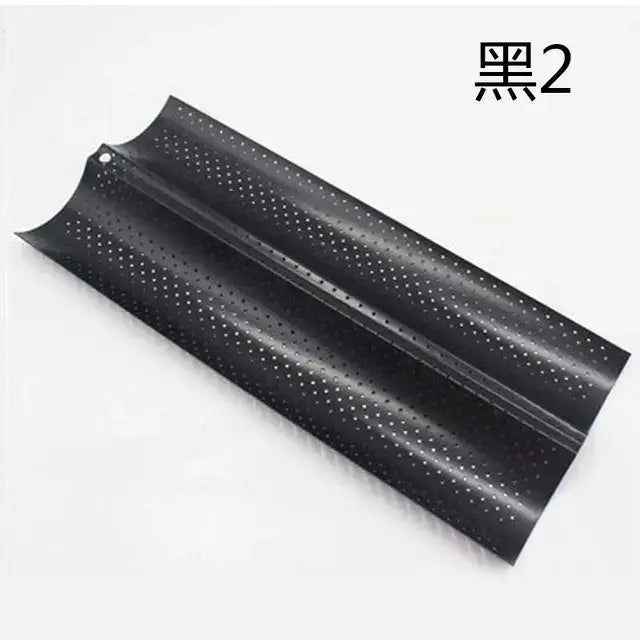 Perforated silver & black wave bread pan – kitchen non-stick tray