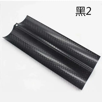 Perforated silver & black wave bread pan – kitchen non-stick tray