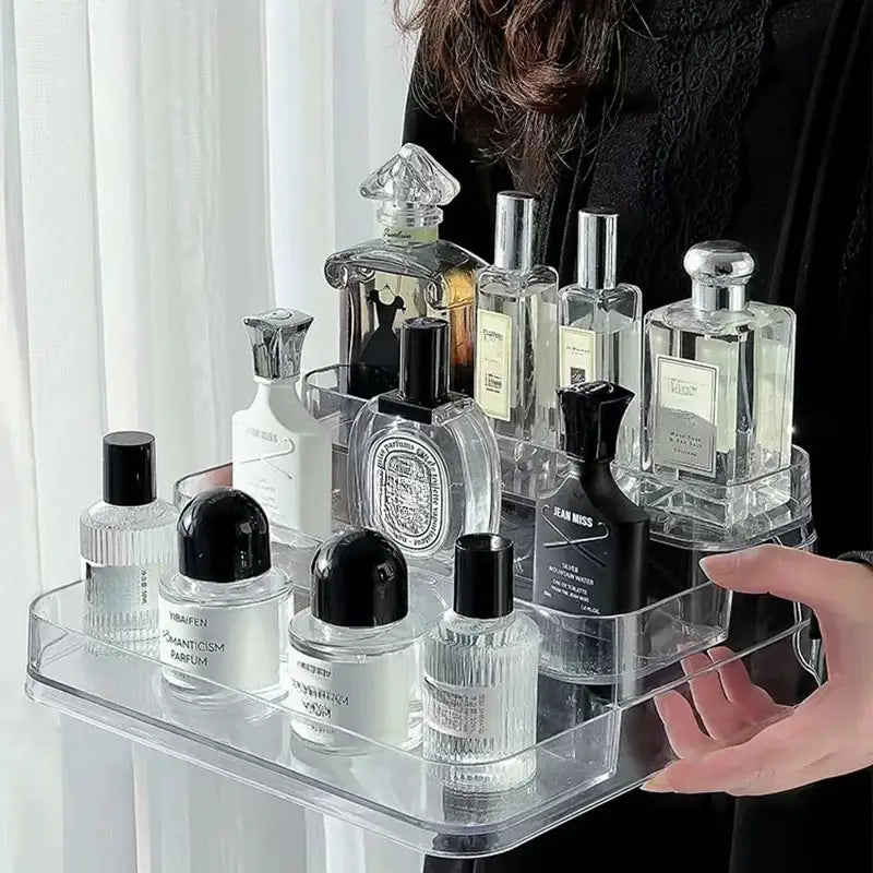 Clear acrylic 3 tier cosmetic organizer bedroom perfume stand