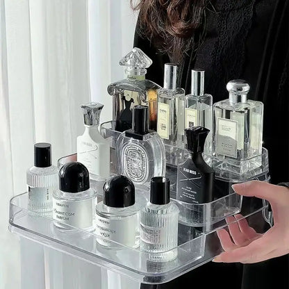Clear acrylic 3 tier cosmetic organizer bedroom perfume stand