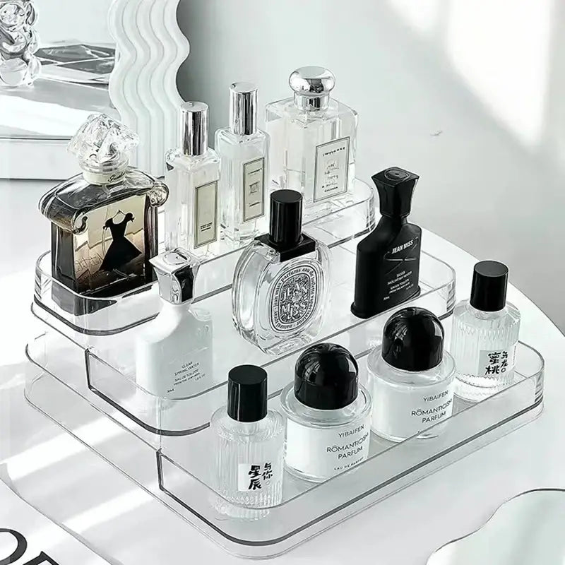Clear acrylic 3 tier cosmetic organizer bedroom perfume stand