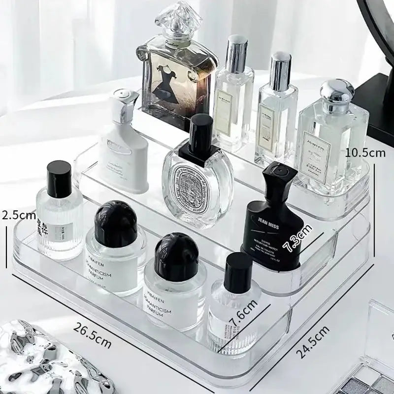 Clear acrylic 3 tier cosmetic organizer bedroom perfume stand