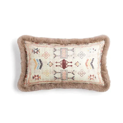 Persian style red & blue bohemian chenille lumbar pillow cover living room