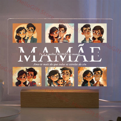 DecorBites™ Personalized Custom Photo Text 3D Acrylic Lamp Customized Bedroom NightLight for MOM DAD LOVE Family Birthday Christmas Day Gift