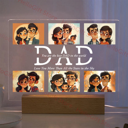 DecorBites™ Personalized Custom Photo Text 3D Acrylic Lamp Customized Bedroom NightLight for MOM DAD LOVE Family Birthday Christmas Day Gift