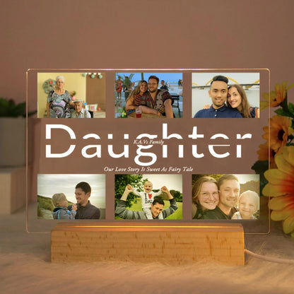 DecorBites™ Personalized Custom Photo Text 3D Acrylic Lamp Customized Bedroom NightLight for MOM DAD LOVE Family Birthday Christmas Day Gift