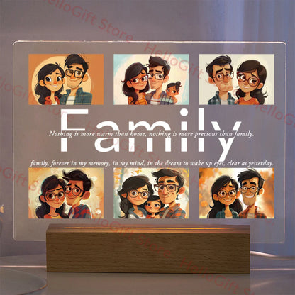 DecorBites™ Personalized Custom Photo Text 3D Acrylic Lamp Customized Bedroom NightLight for MOM DAD LOVE Family Birthday Christmas Day Gift