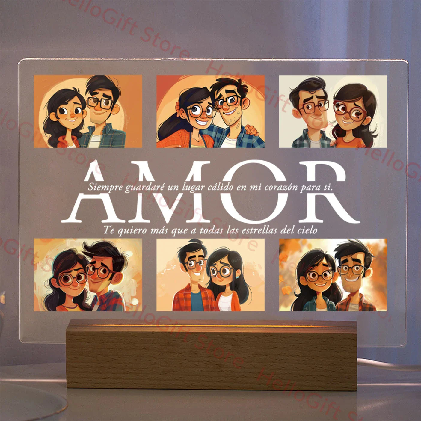 DecorBites™ Personalized Custom Photo Text 3D Acrylic Lamp Customized Bedroom NightLight for MOM DAD LOVE Family Birthday Christmas Day Gift