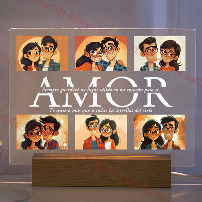 DecorBites™ Personalized Custom Photo Text 3D Acrylic Lamp Customized Bedroom NightLight for MOM DAD LOVE Family Birthday Christmas Day Gift