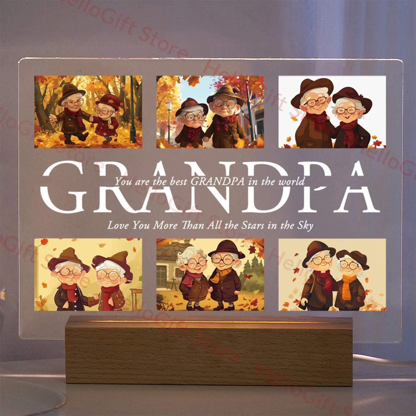 DecorBites™ Personalized Custom Photo Text 3D Acrylic Lamp Customized Bedroom NightLight for MOM DAD LOVE Family Birthday Christmas Day Gift