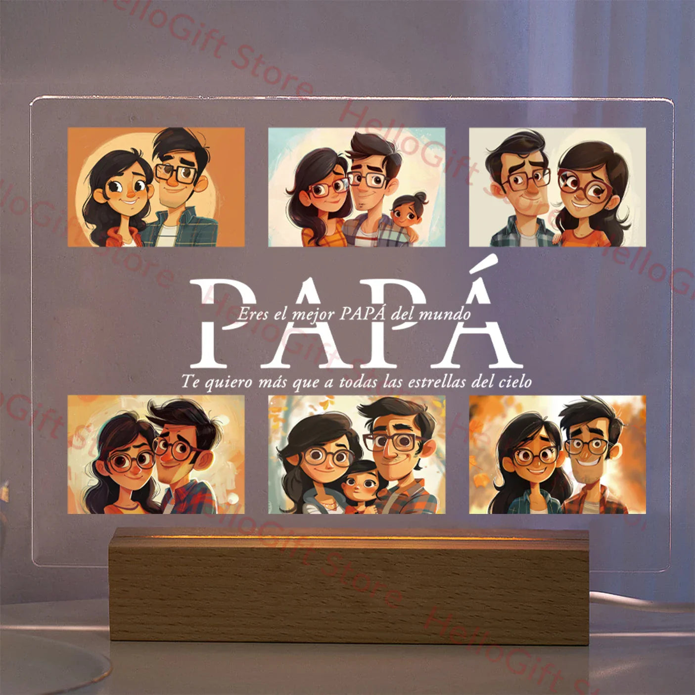 DecorBites™ Personalized Custom Photo Text 3D Acrylic Lamp Customized Bedroom NightLight for MOM DAD LOVE Family Birthday Christmas Day Gift