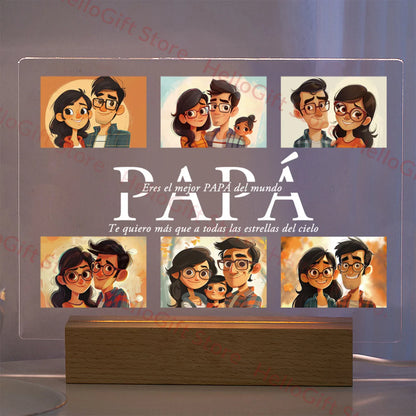 DecorBites™ Personalized Custom Photo Text 3D Acrylic Lamp Customized Bedroom NightLight for MOM DAD LOVE Family Birthday Christmas Day Gift