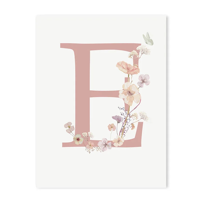 DecorBites™ Personalized Pink Floral Nursery Wall Art