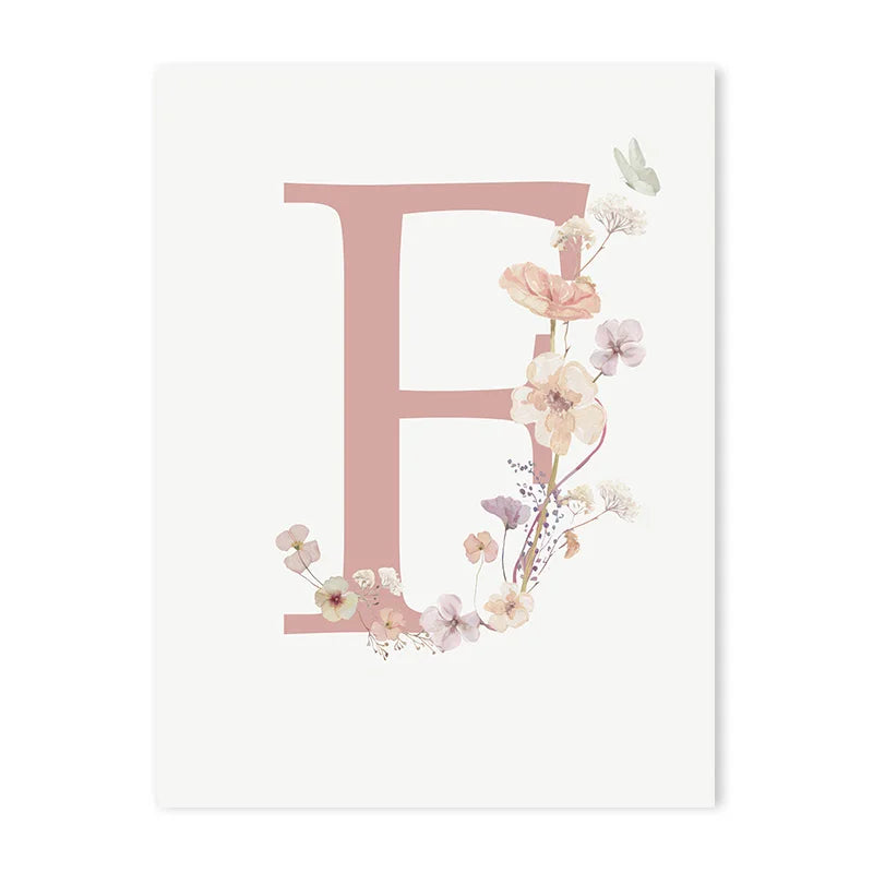 DecorBites™ Personalized Pink Floral Nursery Wall Art