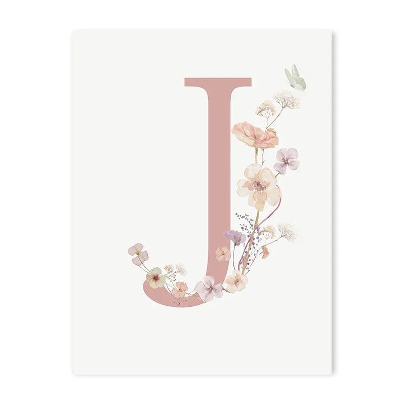 DecorBites™ Personalized Pink Floral Nursery Wall Art
