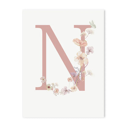 DecorBites™ Personalized Pink Floral Nursery Wall Art