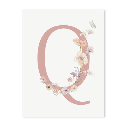 DecorBites™ Personalized Pink Floral Nursery Wall Art
