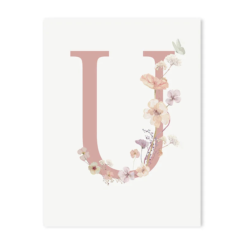 DecorBites™ Personalized Pink Floral Nursery Wall Art